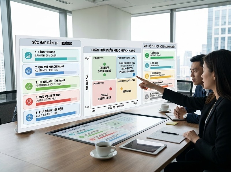 Thị trường mục tiêu trong chiến lược marketing được chọn theo sức hấp dẫn và phù hợp